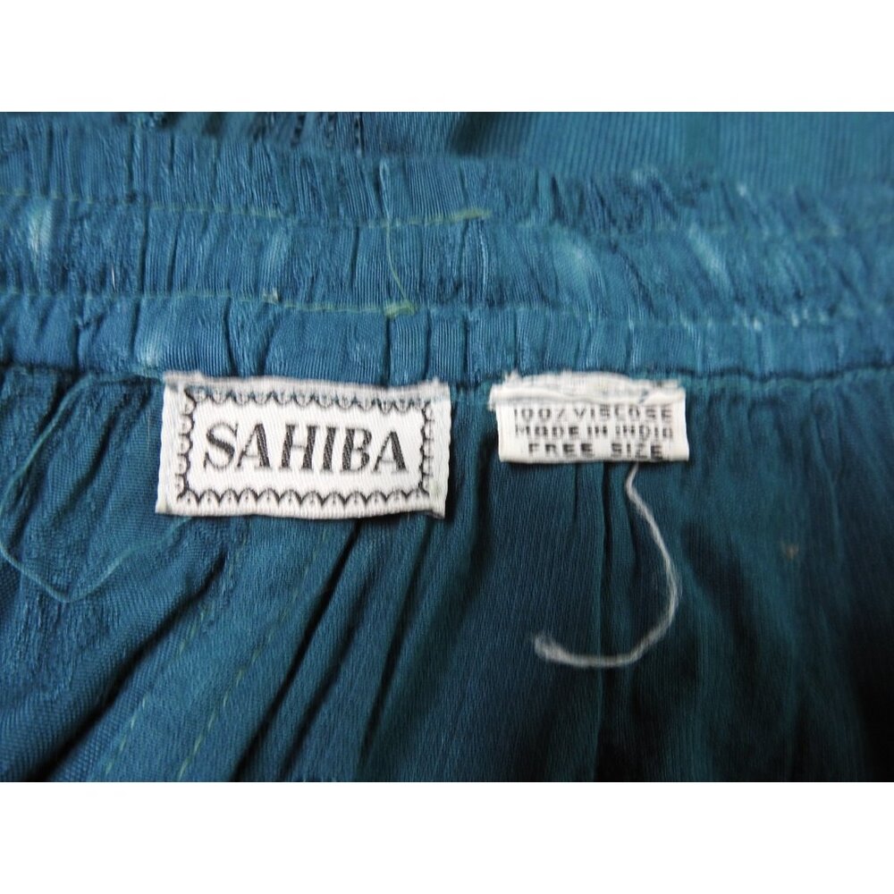 Sahiba Teal Blue Crinkle Maxi Skirt Free Size Boho Embroidered India Viscose - Picture 6 of 11